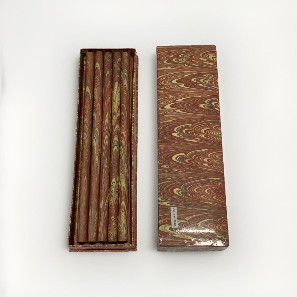 Vintage Wood Graphite Pencils Boxed Set of 11 Groovy Multicolor Swirl Pattern